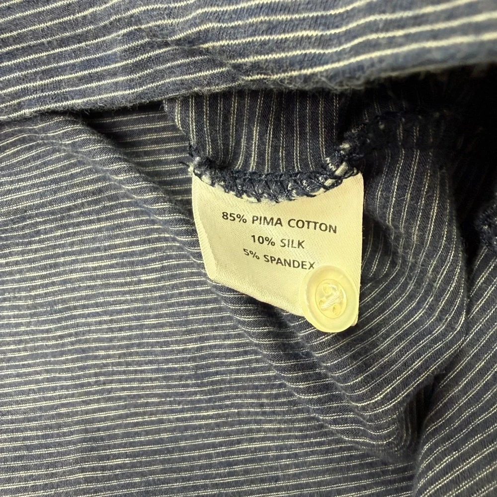 Peter Millar Mens XXL Navy Blue White Micro Stripe Pima Cotton Silk Polo Shirt - Picture 6 of 8